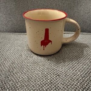 Maker's Mark red and cream speckled ceramic mug